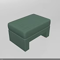 Simple Modern Green Fabric Ottoman With Rectangular Cushion And Square Legs 3d model
