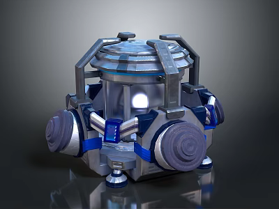 Futuristic Sci Fi Metallic Device With Blue Accents And Circular Components 3d model