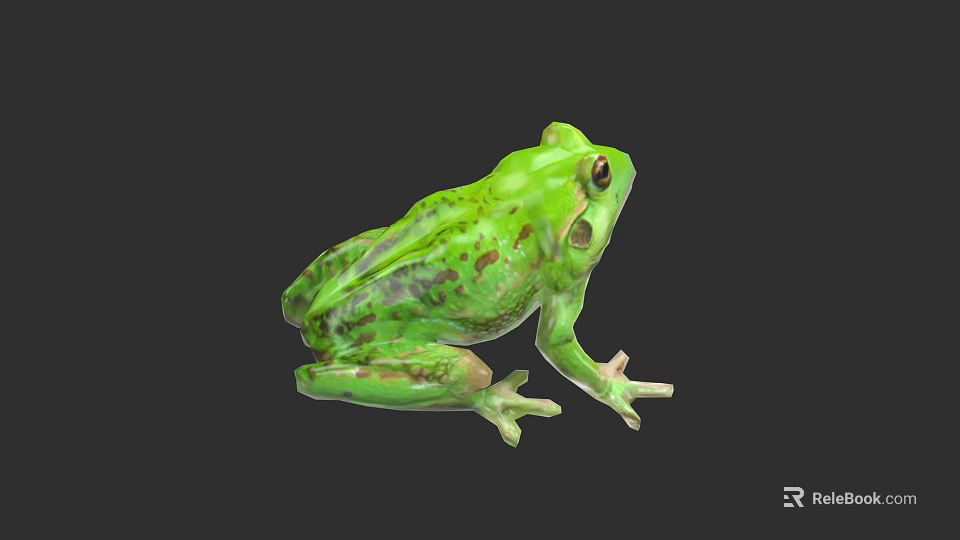 Detailed Green Spotted Reptile Body Sitting Isolated On Black Background View 3d model 