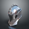 3D Rendered Medieval Warrior Weapon Helmet With Silver Spikes And Visor Holes