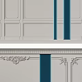 Light Colored Background Wall Design With Rectangular Panels Blue Vertical Strips And Ornate Moldings 3d model