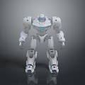 White Mechanical Robot Game Movie Character With Blue Glowing Core And 3D Model Design