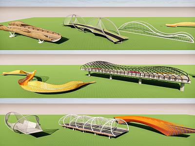 Modern Bridge Architectural Models With Various Unique Shapes And Structures 3d model
