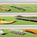 Modern Bridge Architectural Models With Various Unique Shapes And Structures 3d model