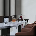 Modern Bar Interior Design With Soft Lighting Long Table Comfortable Seats And Bar Counter