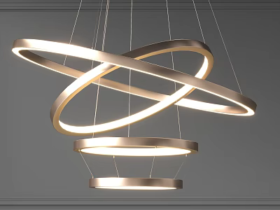 Modern Chandelier With Intertwined Circular Rings And Illuminated LED Lighting Design 3d model