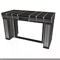 Modern Industrial Style Table With Striped Top And Metal Wood Legs Design