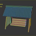 Wooden Outdoor Swing Playground Equipment With Green Corrugated Roof And Hanging Seat