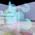 Alice + Olivia Exhibition Space With Transparent Structures And Colorful Light Effects