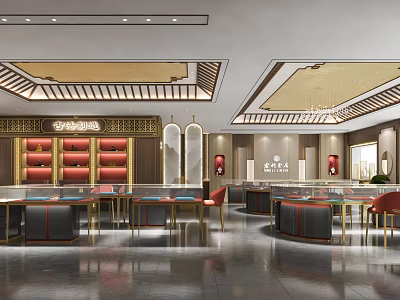 Traditional Style Jewelry Store Interior With Displays And Furniture 3d model