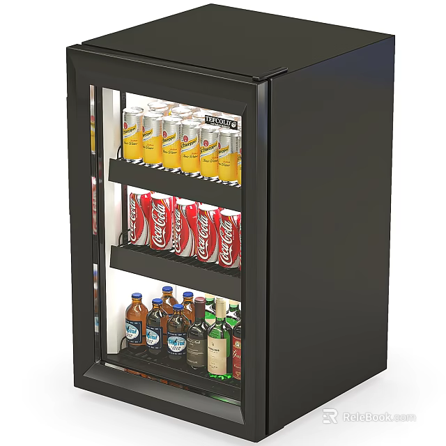 Black Glass Door Cabinet For Beverage Storage 3d model 