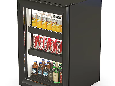 Black Glass Door Cabinet For Beverage Storage 3d model