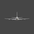 Dark Colored Airplane Flying With White Wings And Tail Logo In Sky