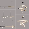 Modern Design Chandeliers with Circular Spiral Curved Shapes and LED Lighting for Interior Spaces