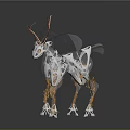 Futuristic Deer 3D Art Model With Transparent Skeleton Colorful Antlers And Orange Leg Details