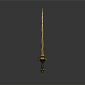 Golden Spiral Blade Sword With Decorative Hilt Ornate Design Against Grey Gradient Background