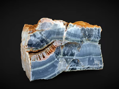 Colorful Layered Natural Stone With Blue Orange White Stripes And Crystalline Texture 3d model
