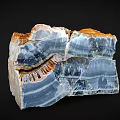 Colorful Layered Natural Stone With Blue Orange White Stripes And Crystalline Texture