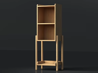 Minimalist Modern Wooden Storage Shelf With Three Tier Open Shelves For Home Living Space 3d model