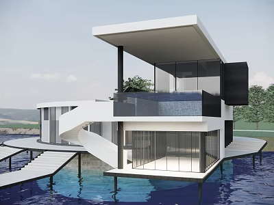 Modern Homestay Building Villa Resort Hotel 3d model