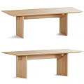 Simple Wooden Dining Table With Rectangular Top And Solid Wood Legs 3d model