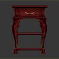 Red Classic Wooden Nightstand Furniture With Drawer And Two Shelves Design