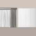 Modern Elegant Curtain Design With White Gray Fabric And Vertical Stripes 3d model