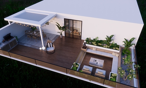 Roof Garden Terrace Modern Garden 3d model