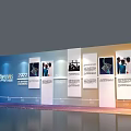2022 Sports Dance Festival Exhibition Wall with Display Panels Images and Text on Blue Orange Background