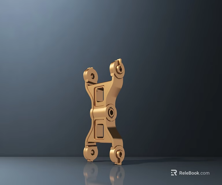 Golden Metal Mechanical Component With Structural Holes And Engineering Design 3d model 
