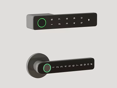 Smart Electronic Door Handle With Numeric Keypad And Green Indicator Light 3d model