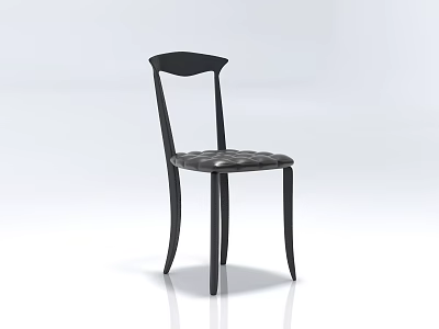 Modern Single Chair With Black Wooden Frame Curved Backrest And Textured Leather Seat 3d model