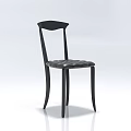 Modern Single Chair With Black Wooden Frame Curved Backrest And Textured Leather Seat