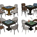 Modern Mahjong Table and Chair Mahjong Table Chess and Card Table 3d model
