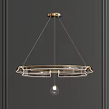 Modern Circular Chandelier Design With Brass Frame And Transparent Glass Pendant