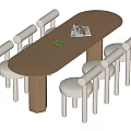 Log Style Dining Table and Chair 3d model