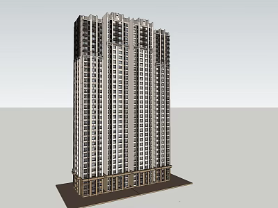 Modern Tall High Rise Residential Building Exterior With Multiple Windows And Ground Floor Details 3d model