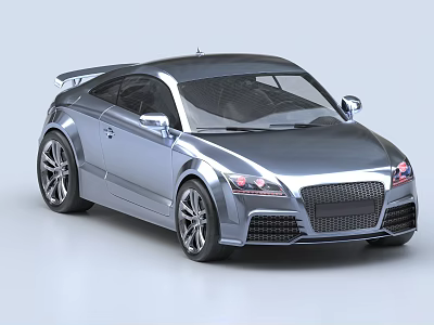 Silver Sports Car With Sleek Design And Two Doors 3d model