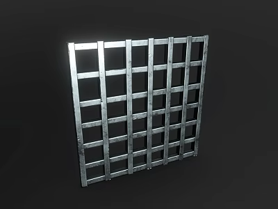 Durable Metal Grille Fence With Sturdy Grid Design For Security Boundary Applications 3d model