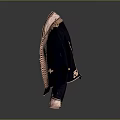 Daily Use Dark Blue Coat With Pink Collar Front And Cuffs Decor Details
