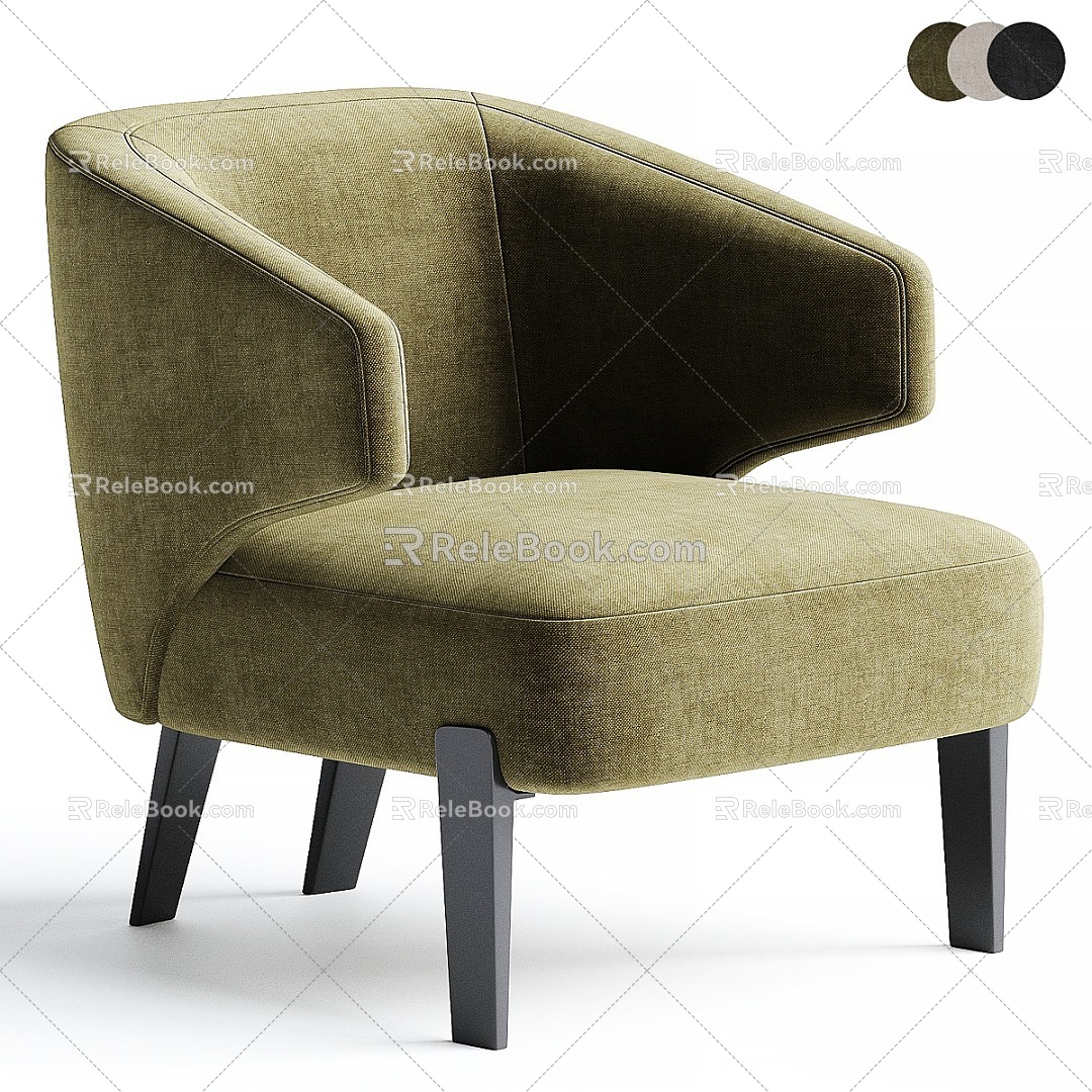 Modern Single Sofa Leisure Chair Single Chair Armchair Chair Fabric Leisure Chair 3d model