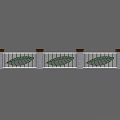 Building Exterior Wall With Gray Pillars Brown Tops And Green Leaf Patterns 3d model