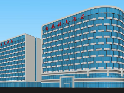 Modern High Rise Office Building With Curved Glass Curtain Wall Exterior 3d model