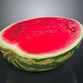 Fresh Ripe Watermelon Half Cut With Red Flesh Black Seeds And Green Rind
