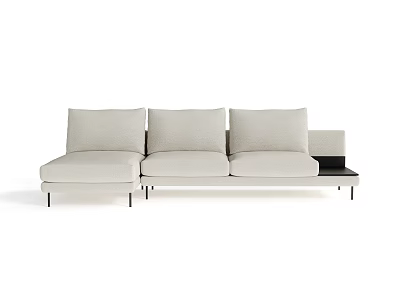 Modern Three Seater Sofa With Light Beige Upholstery And Black Legs Design 3d model
