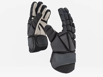 Black Padded Athletic Gloves For Sports Training And Hand Protection 3d model