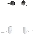 Modern Floor Lamp With Black Metal Stand And White Round Shade Design