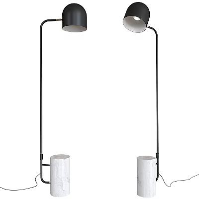 Modern Floor Lamp With Black Metal Stand And White Round Shade Design 3d model