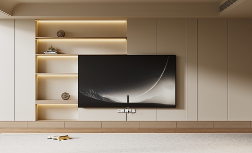 Modern TV Background Wall Cream Style TV Background Wall TV Cabinet TV 3d model