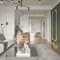 Elegant Modern Living Dining Room Interior With Sofa Dining Table And Pendant Lights